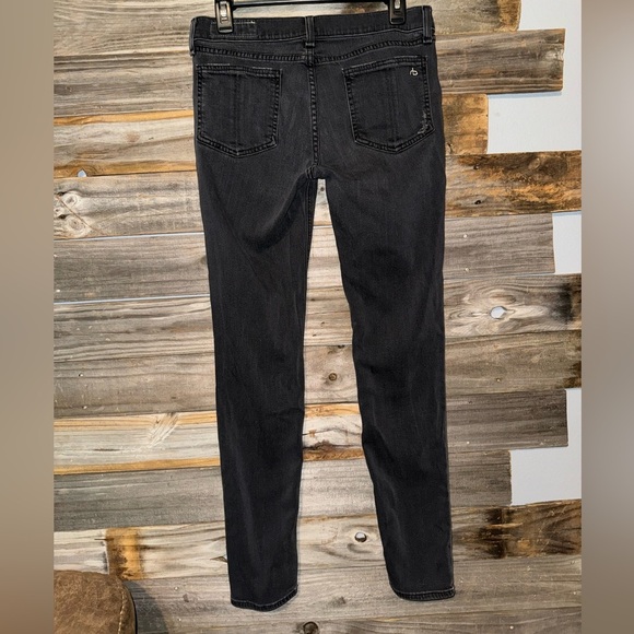 Rag & Bone Skinny Jeans Women's 29 Black Stretch Denim Low Rise Distressed Pants - Picture 2 of 8